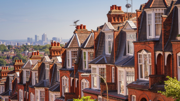 A row of houses in London